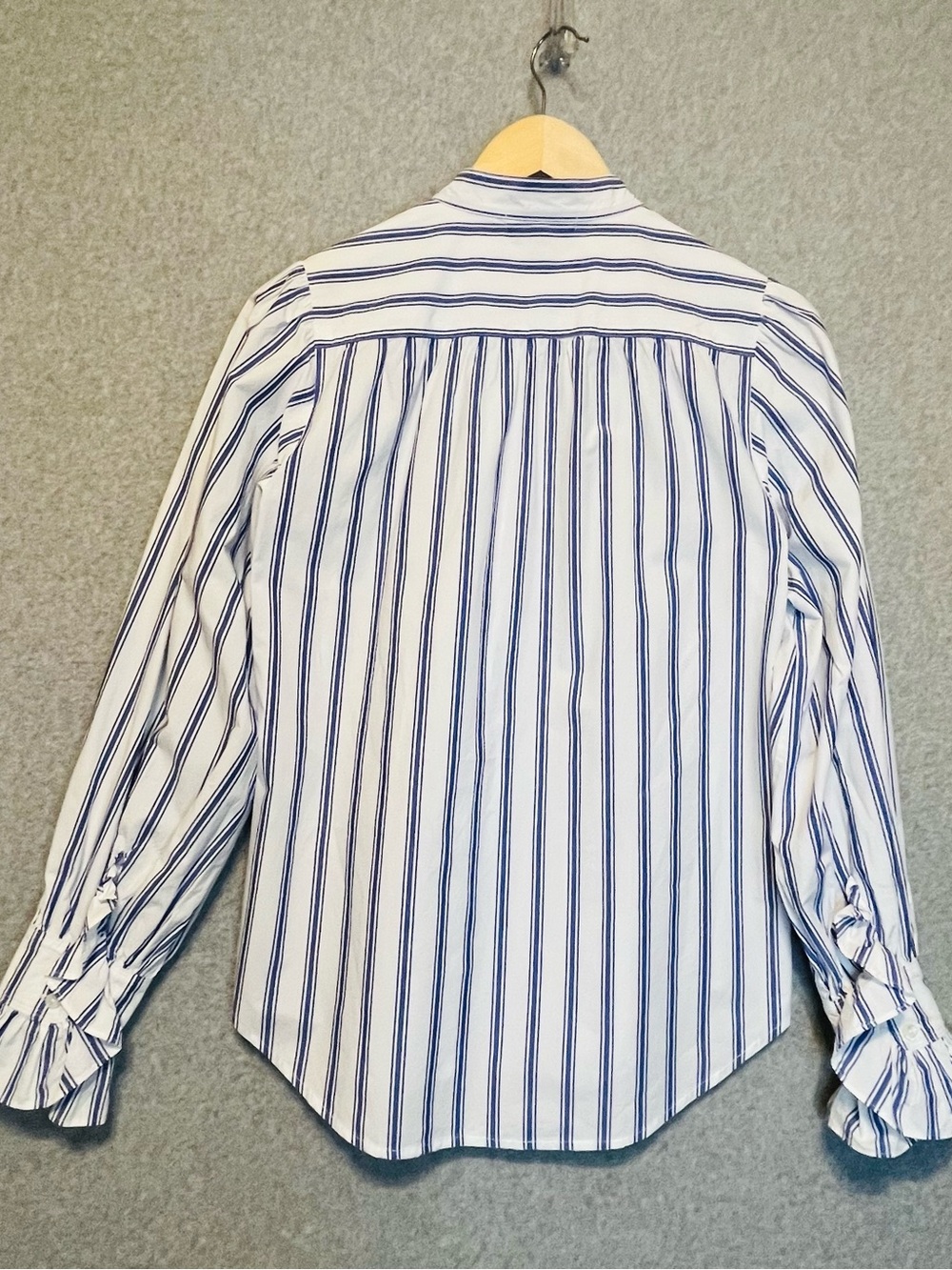 Alex Mill Blue and White Striped Cotton Popover Blouse - Picture 5 of 12